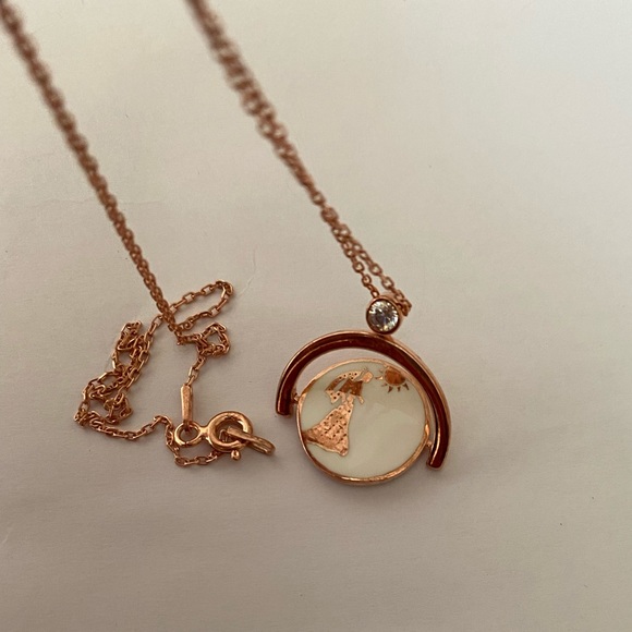 Bride groom reversible spinning 925 silver necklace cz enamel - Picture 5 of 7